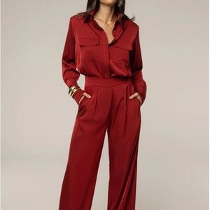 JLUXLABEL 2 pieces. Shirt and pants Rich deep red Women's trouser set